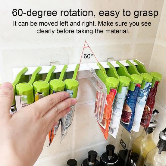 Wall-Mounted Spice Packet Organizer with Lock Lids Seasoning Packet Storage Rack Holds 10 Packets Kitchen Spice Packet Holder for Space-Saving Quick