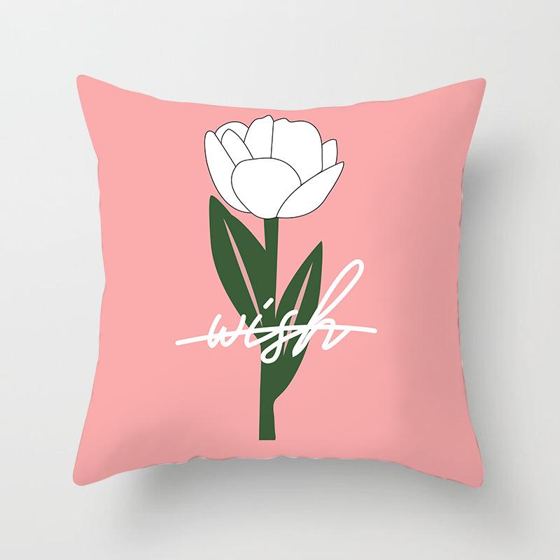 Nordic Ins Style Small Fresh Pillowcase Abstract Plant Flower Scenery Sunset Car Sofa Cushion Cushion Cover
