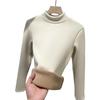 H331 Women's Slim Fit Knitted Half Turtleneck Sweater - Plus Velvet, Warm Long Sleeve Top for Autumn and Winter