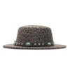 Woolen Leopard Print Top Hat, Flat Top Big Eaves Hat, Jazz Hat, Cowboy Hat, New Popular In Europe and America