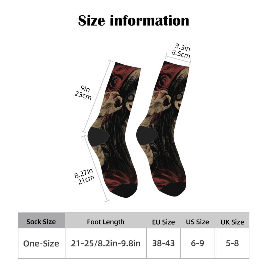 Retro Anime Horror Female Ghost Fun Socks Novelty Happy Crazy Socks Street Hip Hop Compression Socks Soft Breathable Unisex Gift