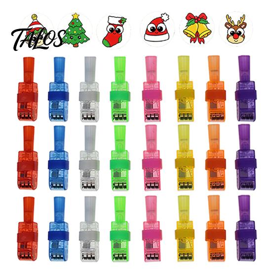 Snowman Reindeer Finger Lamps 24Pcs Christmas Projector Rings, LED Light‑Up Lights, Projection Rings for Kids Xmas Party Favors, Adjustable Stocking