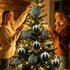 Holiday Tree Bauble Set of 6 with Patterned Finish, Hanging Style, 8 Cm Christmas Display Group for Indoor Room Use