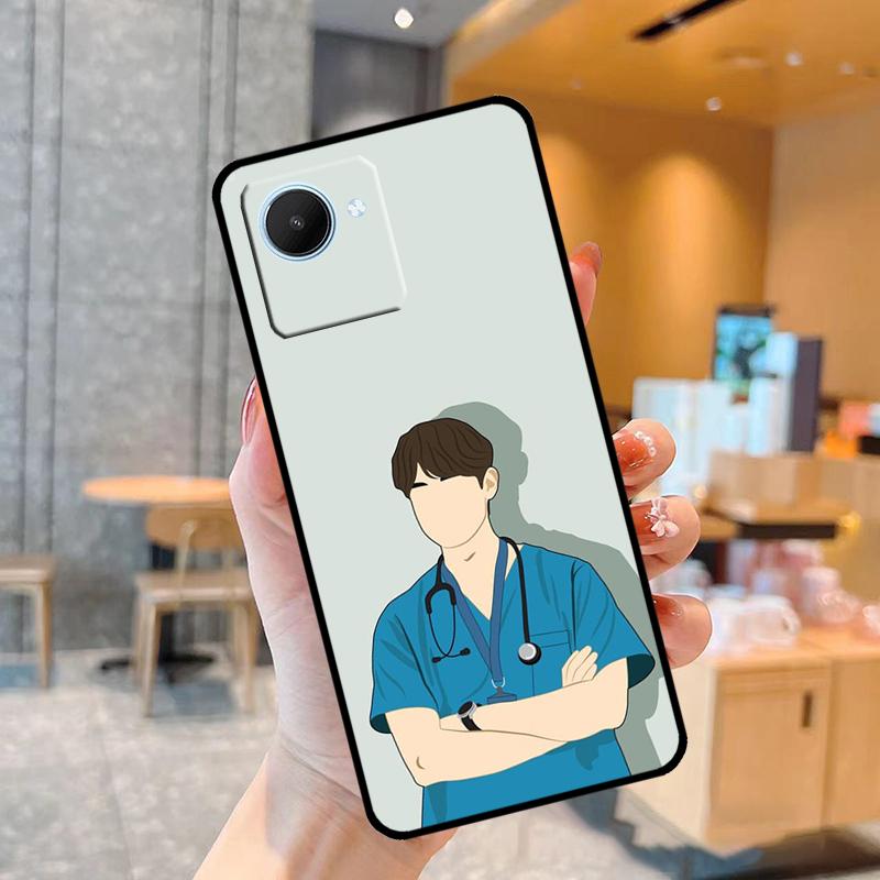 Cartoon Medicine Doctor Nurse Case For Realme C55 C33 C31 C35 C30 C11 C15 C25s C21Y GT Neo 5 3T 2T 8 9 10 11 Pro Plus