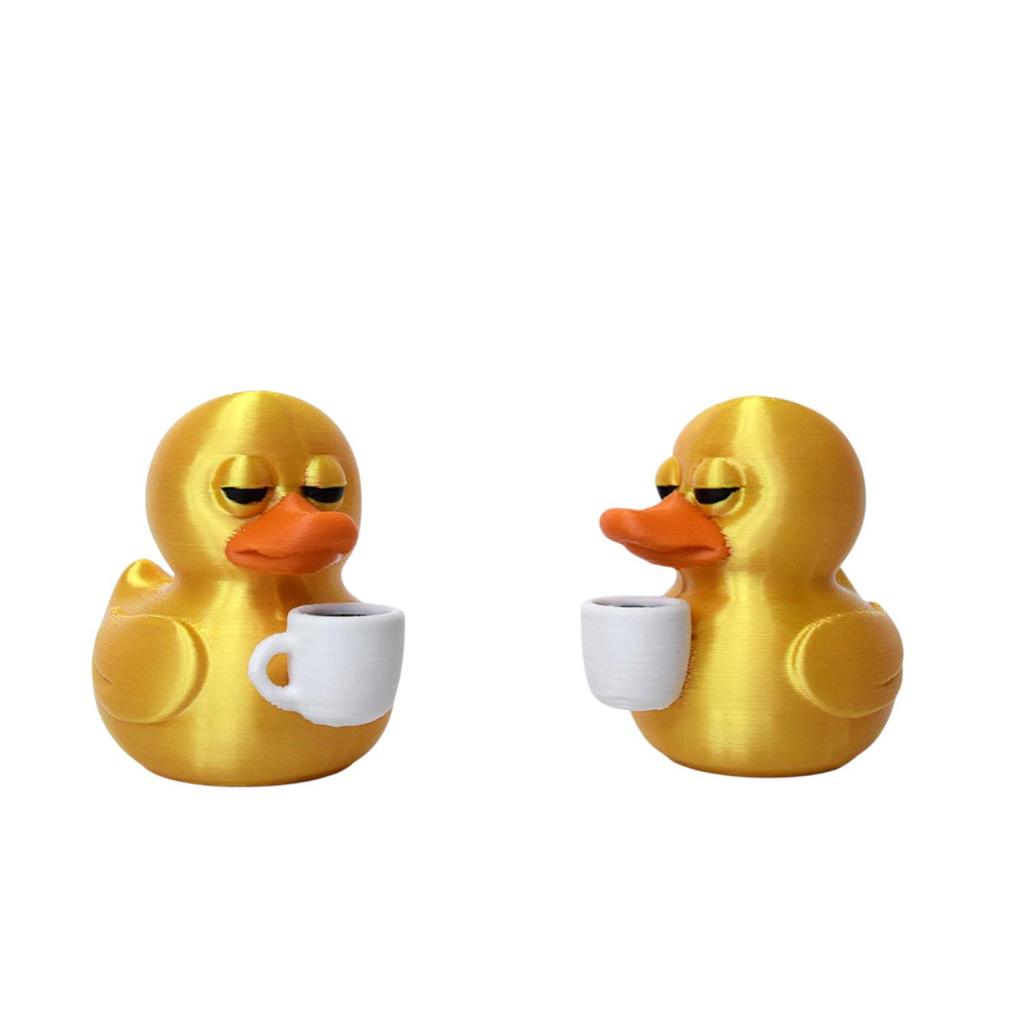3D Printed Leisurely Coffee Duck Ornament - Creative Desktop Gift