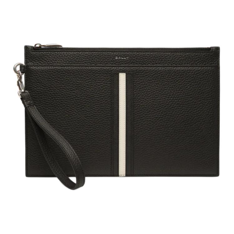 

Bally Palladium Hardware Logo Print Zipper Clutch Men clutch Black 6304957 Basic Set (Bag+Dust Bag)