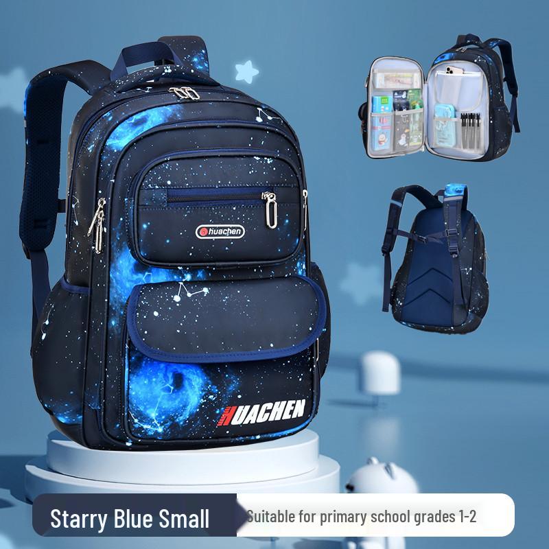 Starry Sky Backpack for Boys, Grades 1-6: Spine Protection, Lightweight & Splashproof