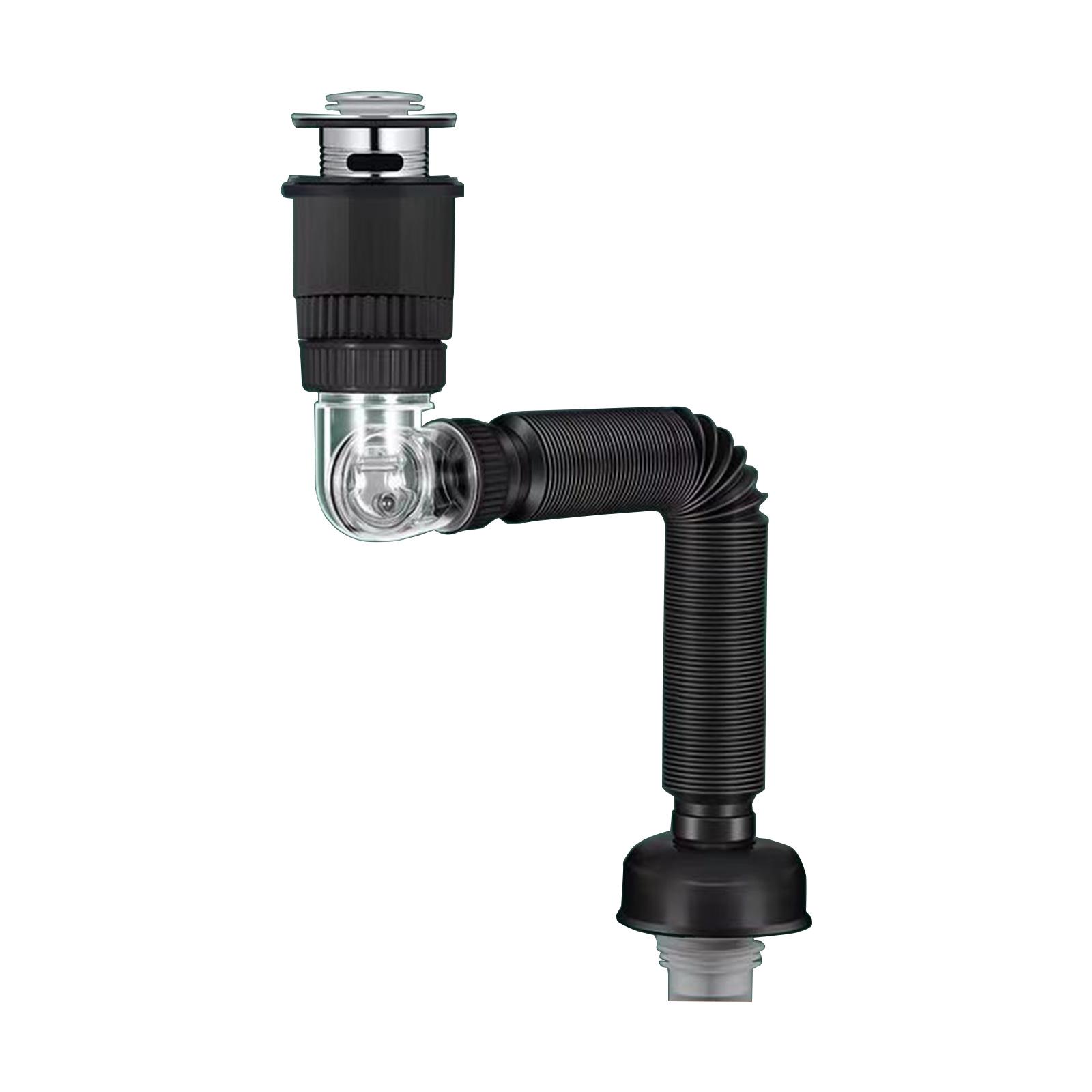 

ABS Вращающаяся конструкция Сливная труба Эффективное решение для отвода воды Обеспечивает гигиену, блокируя запахи для различных типов раковин чёрный