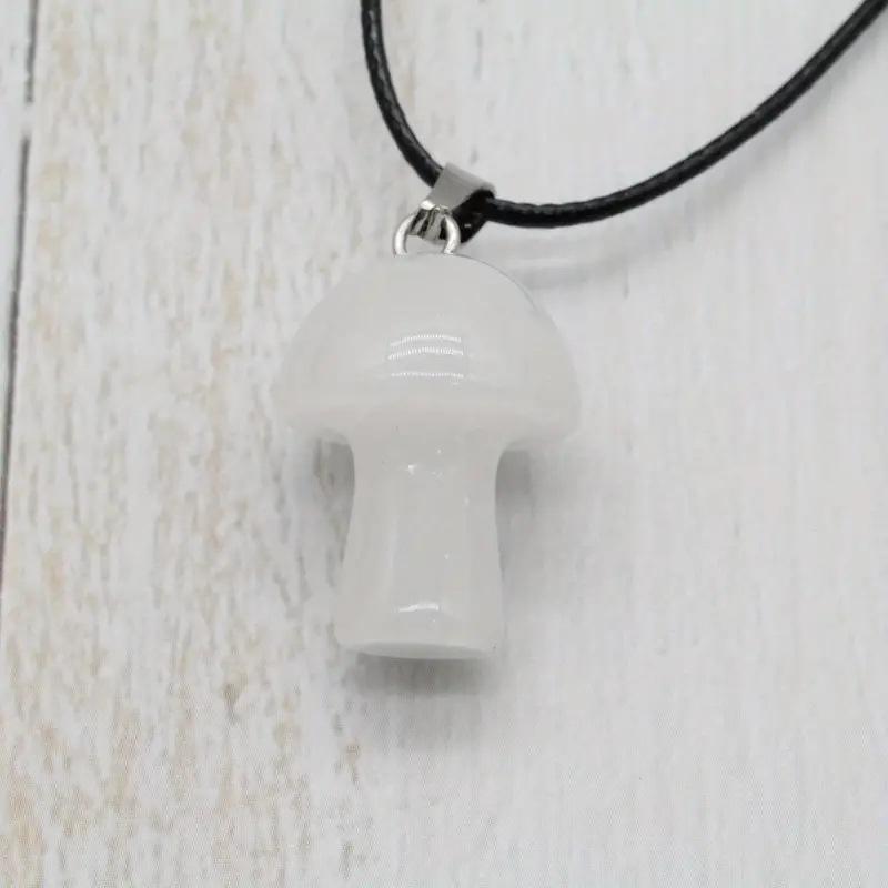 Mushroom necklace, handmade leather rope, colorful, crystal mushroom collarbone chain, bohemian style