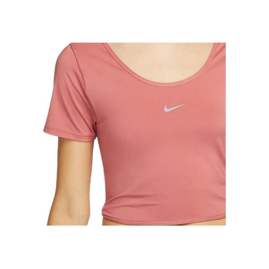 Nike One Classic Dri-FIT Short Sleeve T-Shirt Women Tops Rock-Pink Black FN2852-634