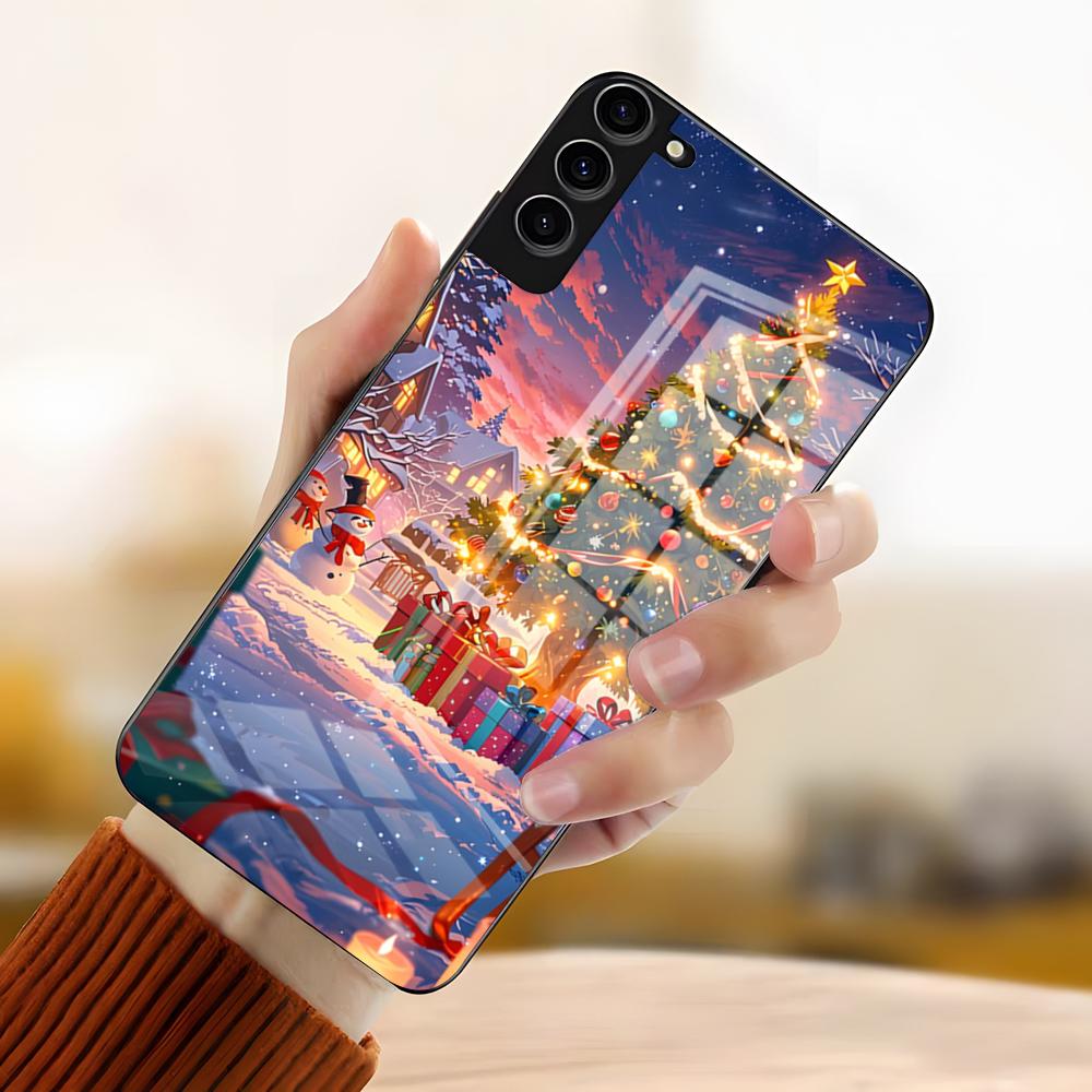 Merry Christmas Tree Phone Case For Samsung S26 S25 Plus S20 S20 Plus S22 Ultra S23 FE S21 Plus S21 Ultra Glass Cover