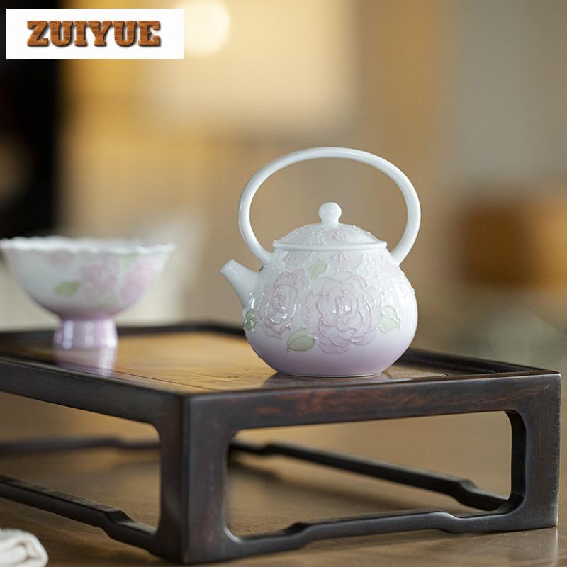 120ml Hand-painted Rose Handle Bead Curtain Teapot Luxury Tea Infuser Pot Tea Making Kettle With Strainer Tea Items Decoration