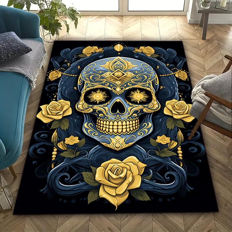

1PC Skull Dark Gothic Pattern printed Carpet Rug for Living Room Bedroom Home Sofa Decoration,Non-slip Floor Mat Floor mat 40x60cm( 15x23in )
