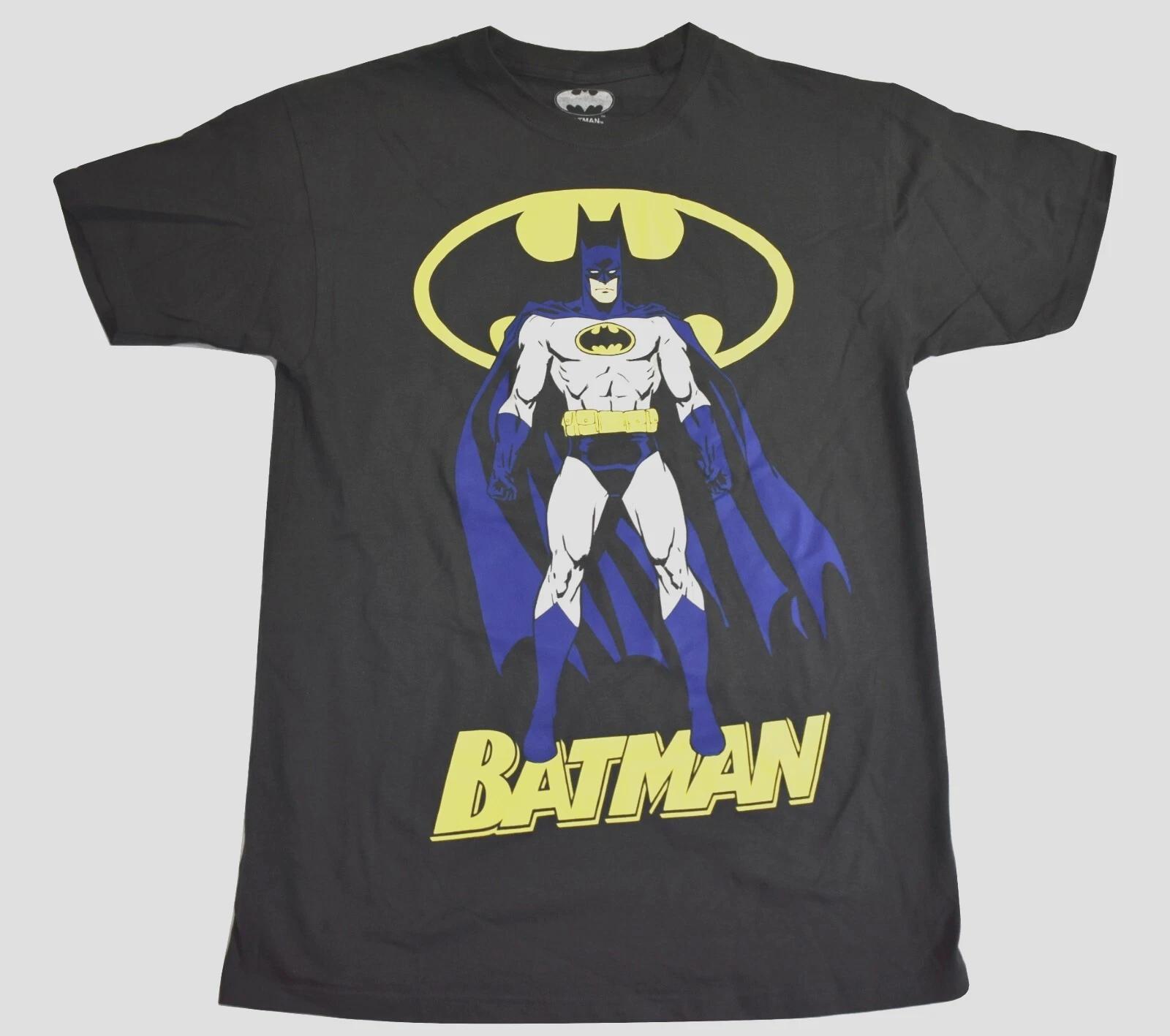 Batman Mens Batman Standing In Front Of Bat Signal Logo Charcoal Shirt New M M