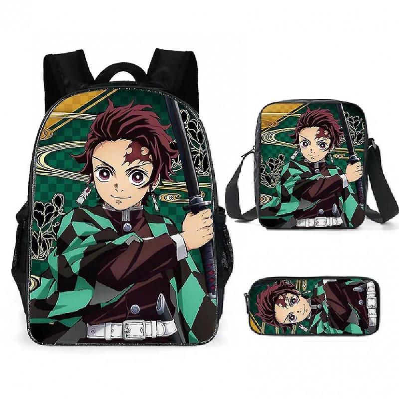 Demon Slayer Kimetsu No Yaiba Backpack Set With Breathable Polyester For School And Travel