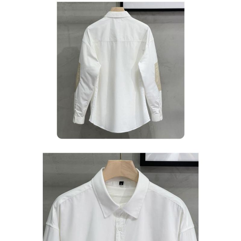 Spring and Autumn Men's Long-sleeved Shirts Fashionable Casual Loose Contrasting Colors Versatile Design Tops