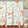 Cartoon Fox Animal Shower Curtain Kids Child Bathroom Decor Bathtub Accessories With Hooks Plants Flowers Pastoral Art Screen