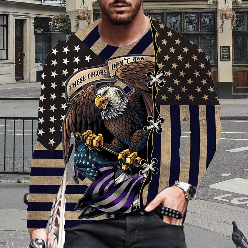 

Новые мужские футболки с принтом 3D Vulture, футболки с длинным рукавом и круглым вырезом, повседневные пуловеры, мужская одежда больших размеров XS золотой