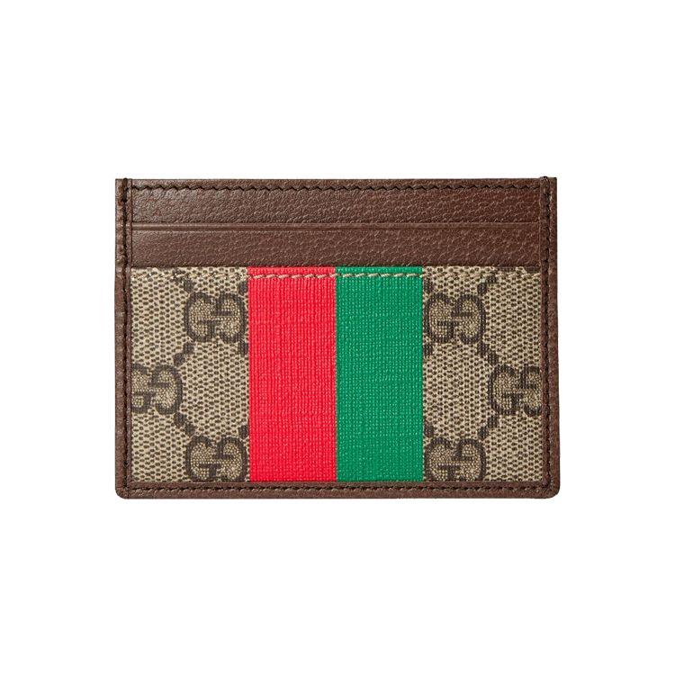 Gucci Vintage Logo Print Canvas And Leather Card Holder Men Card Holder Brown 673002-US7EC-9396