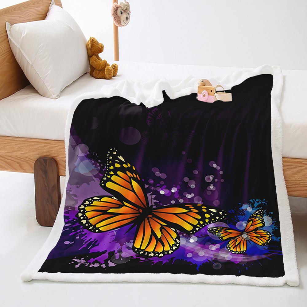 Butterfly Sunflower 2D Digital Printing Thickened Lamb Fleece Crystal Fleece Blanket Blanket