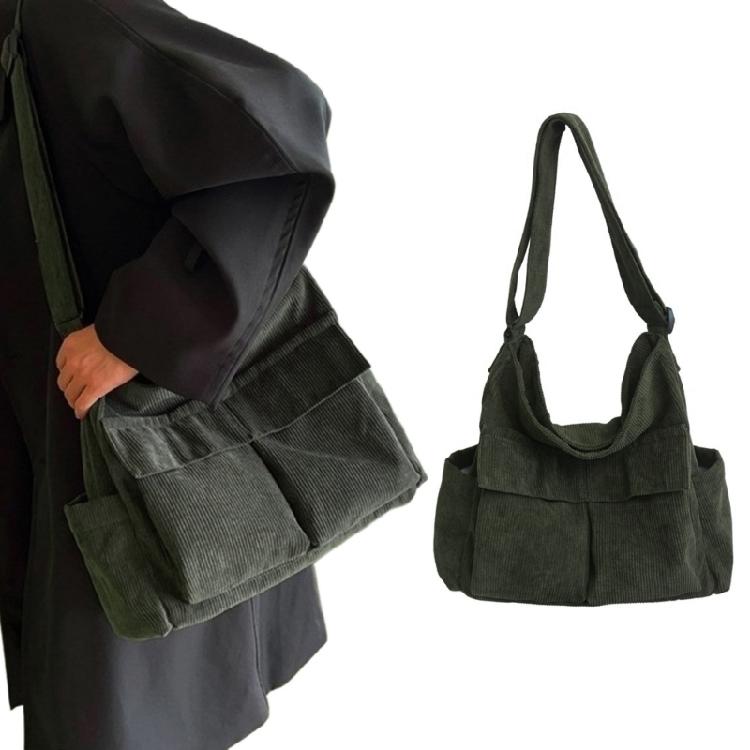 Spacious Corduroy Travel Shoulder Bag Messenger for Easy Carrying of Belongings