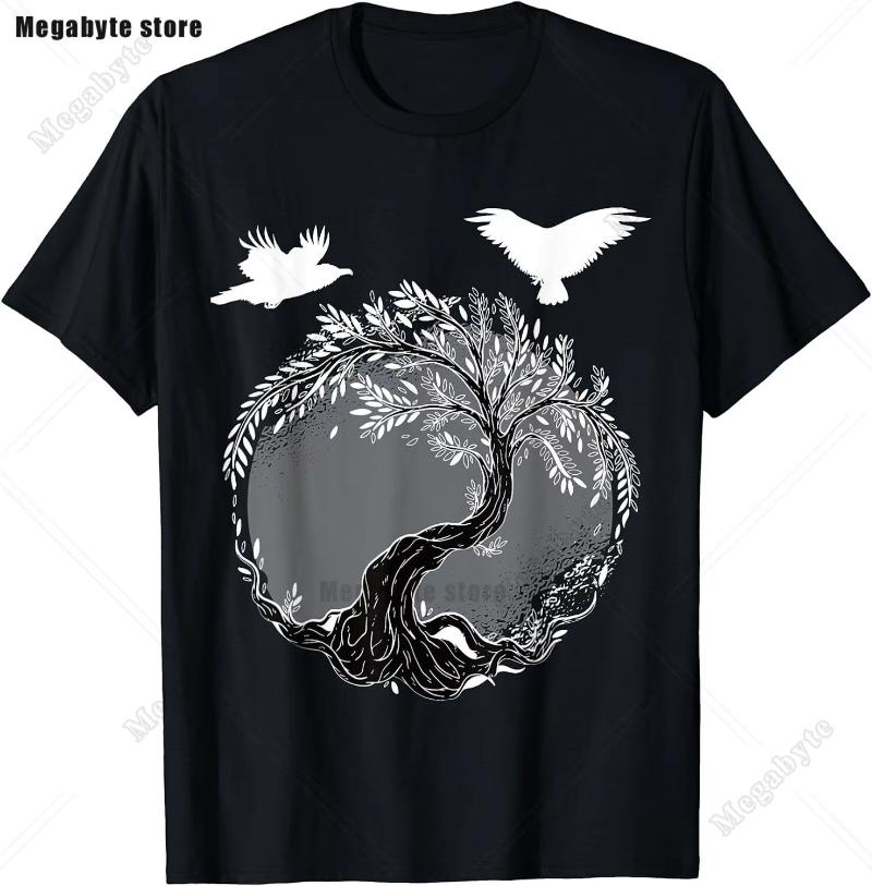 Classic Tree of Life Yin Yang Design T-Shirt Man's T-shirt Leisure T Shirt Kawaii Men Clothing Cotton Beach Short Sleeve