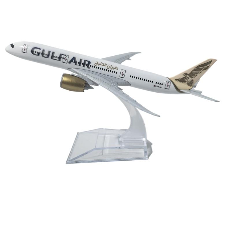 Масштаб 1/400 16 см Gulf Air Boeing 787 Модель самолета Модель самолета Литой металл Самолеты Подарок Коллекция золотой