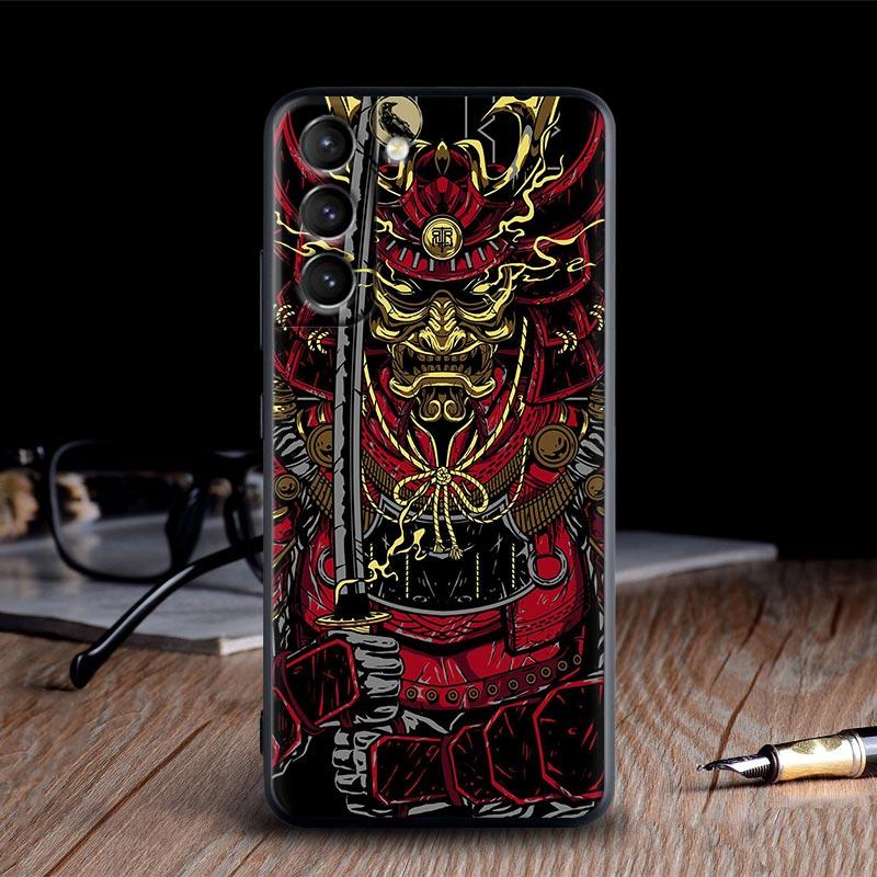 Japan Oni Samurai Yokai Mask Dragon Cases For Samsung Galaxy S24 Ultra S21 FE S23 S20 S22 Ultra S10 Plus Case Soft Funda Covers