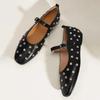 Low Heel Mary Jane Shoes for Women with Rivets and Rhinestones, Comfortable and Stylish Flats for Autumn  flat shoes women