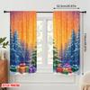 2pcs,2D Plane Printing Print Curtains Christmas Tree Gifts Snowfall (2) Polyester Easy Install (without Rod) Room Decor Perfect