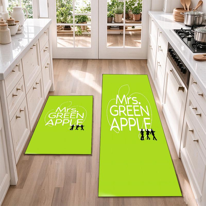 mrs. green apple Flannel Kitchen Floor Mat – Non-Slip, Absorbent and Easy to Clean Suitable for Kitchens, Entryways Bedroomsand Bathrooms