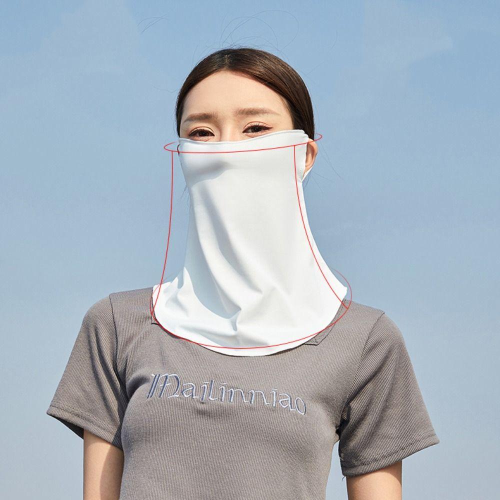 Anti-UV Ice Silk Neckline Face Gini Mask With Neck Flap Driving Face Shield Veil  Fishing