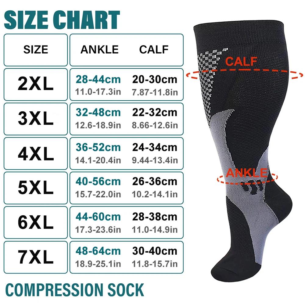 20-30Mmhg Wide Calf Compression Socks For Men Women Plus Size Knee High Support
