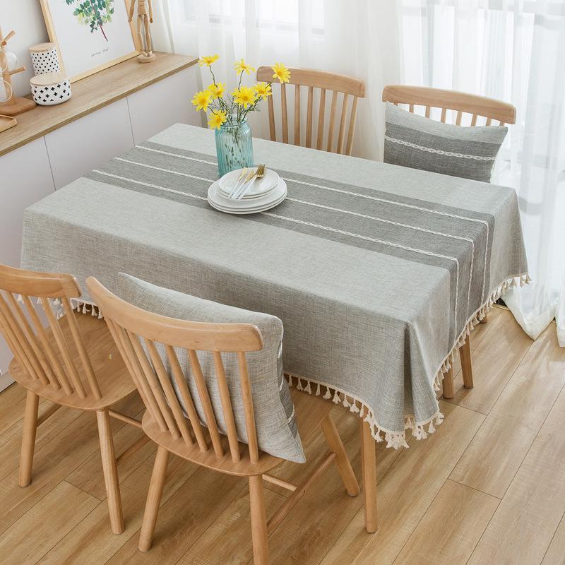 Japanese Cotton Linen Tassel Tablecloth, Art Rectangle, Nordic Style