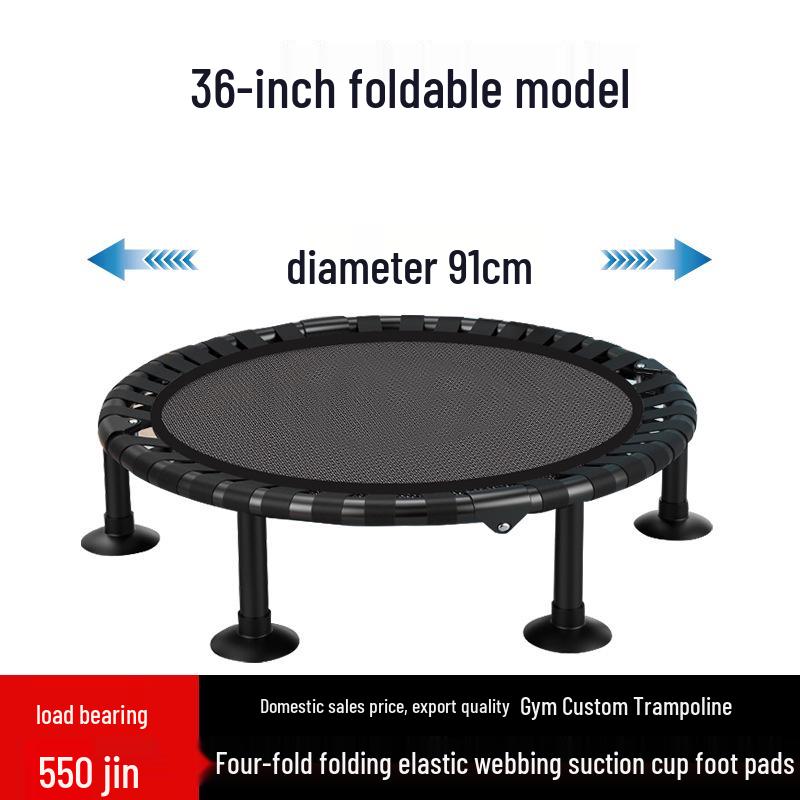 Indoor Trampoline with Handle for Kids and Adults - Foldable Bouncing Fitness Bed