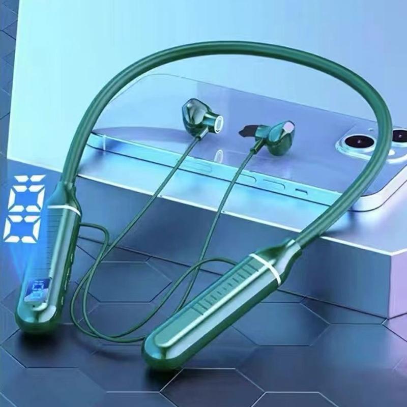 

Беспроводные наушники Bluetooth 5.2 Поддержка воспроизведения с TF-карты Hi-Fi Стереонаушники Светодиодные Водонепроницаемые Наушники Долгое Время Ожидания зелёный