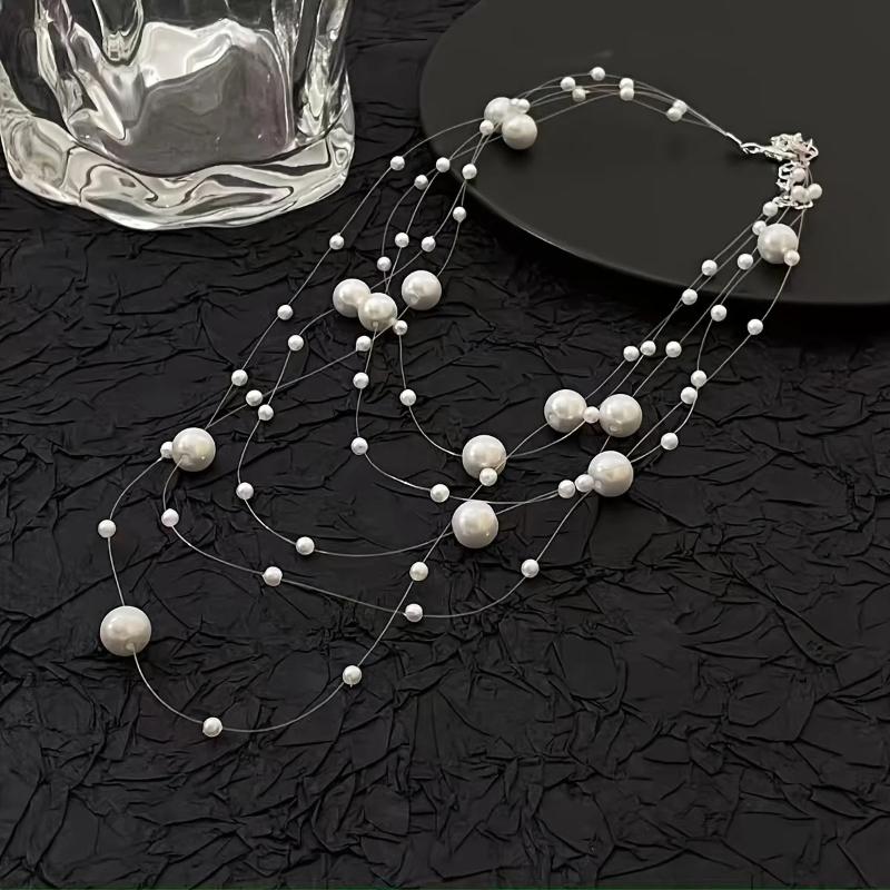 Elegant Multi-layered Simulated Pearl Layered Necklace Suitable for Daily Party Wearing Is The Perfect Gift for Valentine's DayGood product