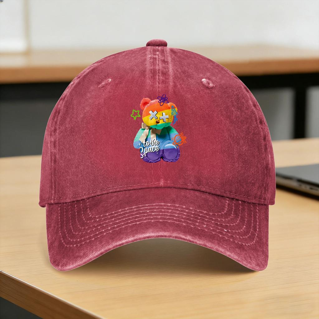 Baseball Cap Teddy Bear Playing Badminton Print Summer Casual Trucker Hat for Young Unisex And Women FeUnisex Unisex