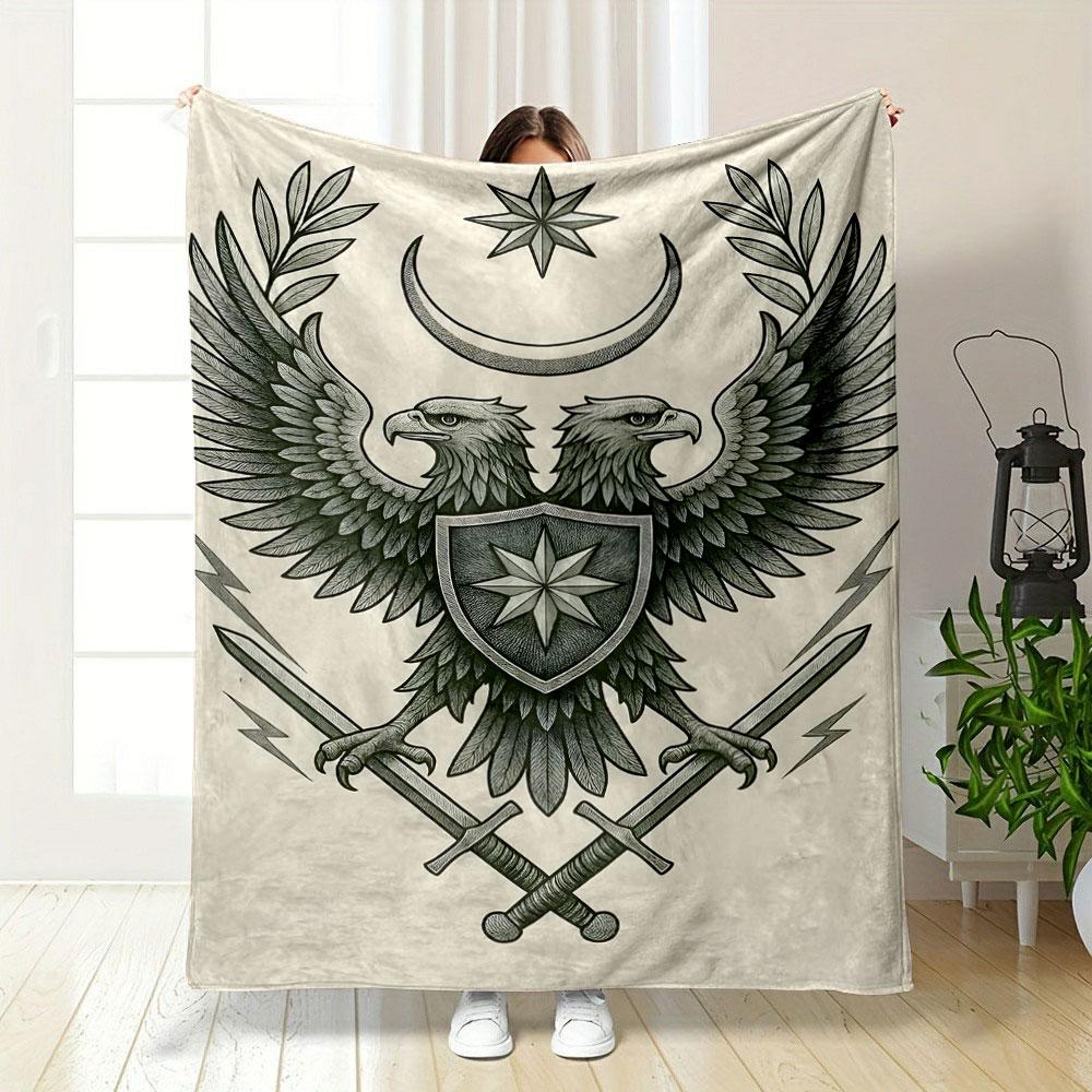 "Double-Headed Eagle Emblem Design" Patterned Blanket, Flannel, Suitable for All Seasons, Home Decor, Warm and Cozy