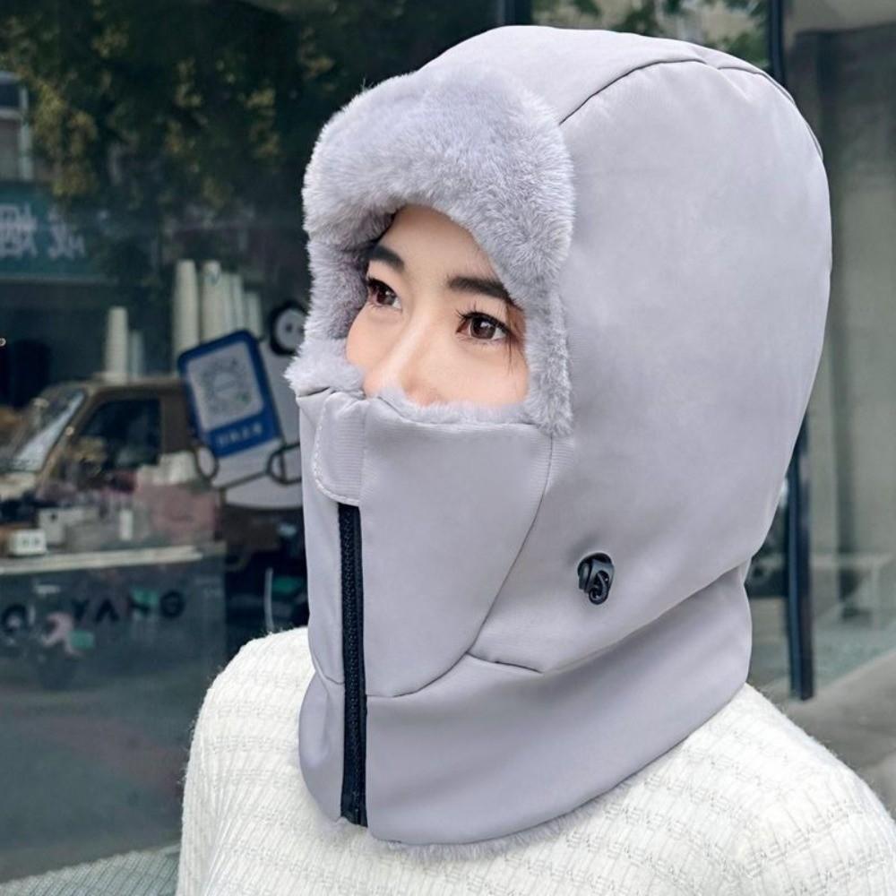 Keep Warm Warm Scarf Face Mask Solid Color Lei Feng Hat Portable 4-in-1 Winter Cycling Hat  Outdoor