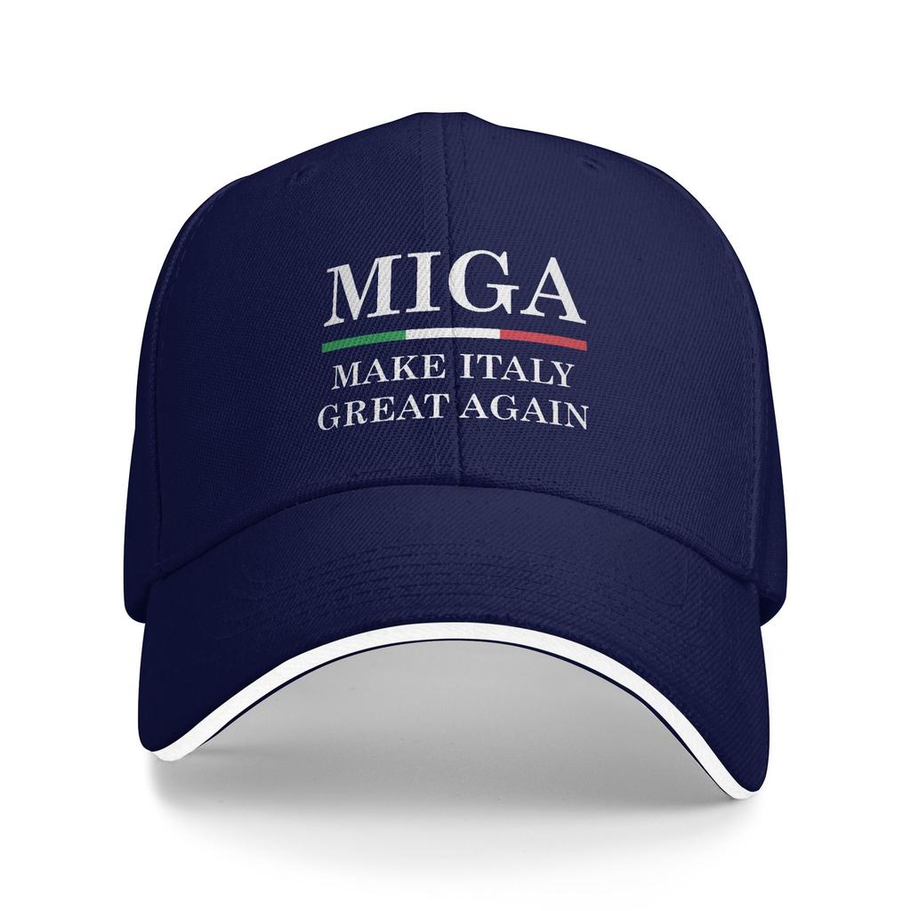 Make Italy Great Again MIGA Gorras de Béisbol para Senderismo Para Unisexes Sombrero de Sol de Playa de Gama Alta Snapback