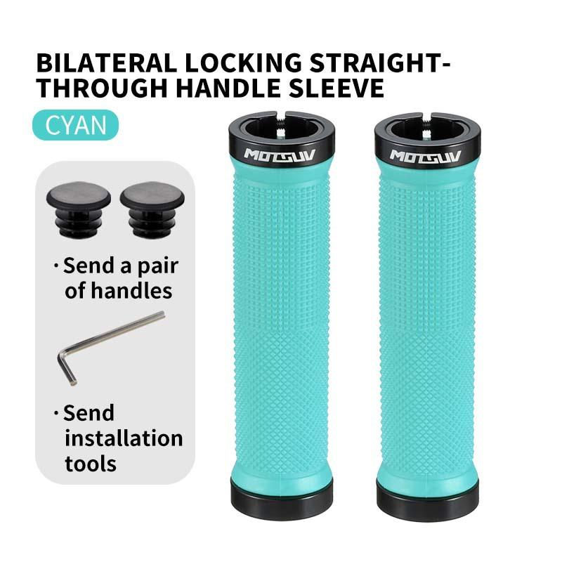 Double Lock On MTB Mountain Bike Handlebar Grips, Aluminum Alloy Rubber Comfortable Anti-Slip Shockproof Universal Cycling Parts