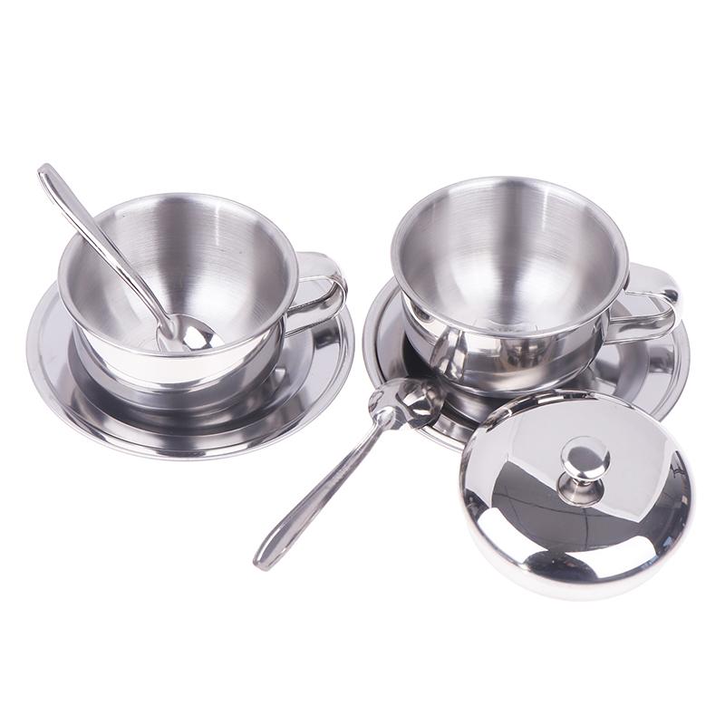Stainless Steel Coffee Cup With Tray Spoon With/Without Lid Heat Resistant Mug Drink Tableware Kitchen Cafe Accessories