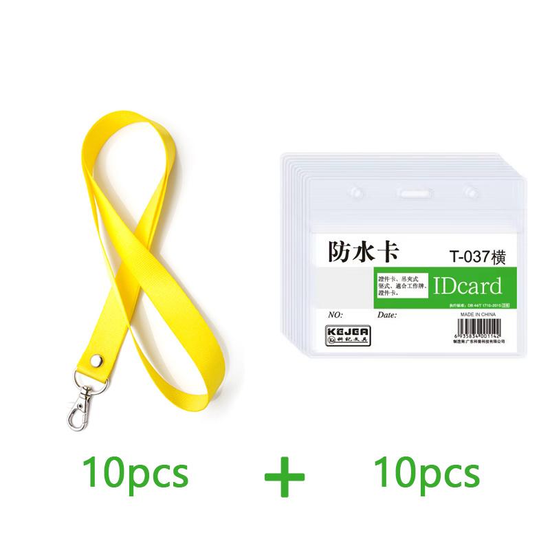 10 Pcs Transparent Badge Holder Neck Strap Set Waterproof ID Card Bag Lobster Hook Rop Lanyard For Employee Access Control Card