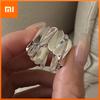 925 Sterling Silver Simple Ring For Women Fine Jewelry Finger Adjustable Open Vintage Wide Shinning Ring For Party Birthday Gift