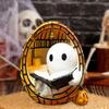 Halloween Ghost Night Light Ghost Reading Book Bedside Lamp Ghost Decoration Tabletop Lamp for Halloween Party or Bedroom Decor