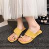 Korean Version Trendy Cover Toe Cool Slippers Women's Outer Wear Summer 2025 French Solid Color Thin New Flat Bottom Fashion with Skirt