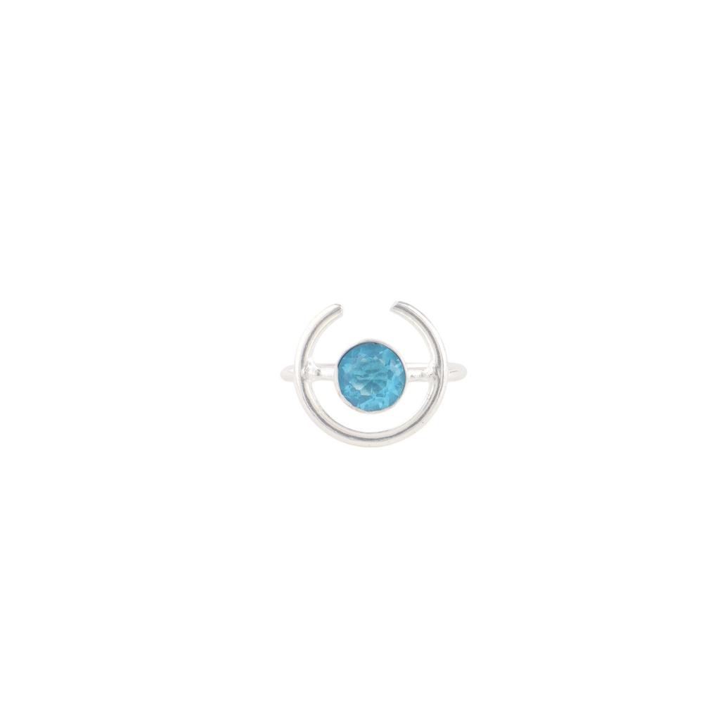 Swiss Blue Topaz Gemstone Ring 925 Fine Silver Handmade Jewelry Gift For Mother RR-54-12