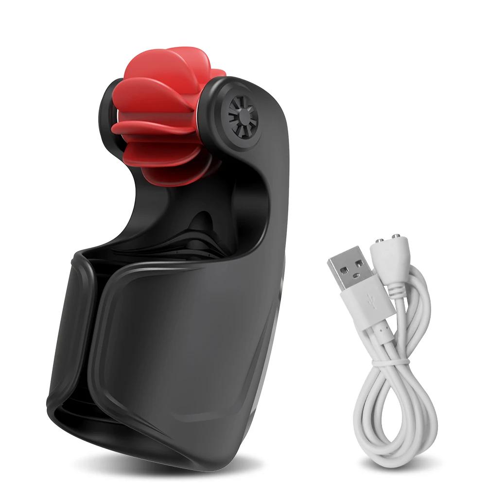 Men Penis Delay Trainer Male Masturbator Tongue Licking Glans Stimulater Delay Exerciser Vibrator Sex Toy for Men Adult Goods