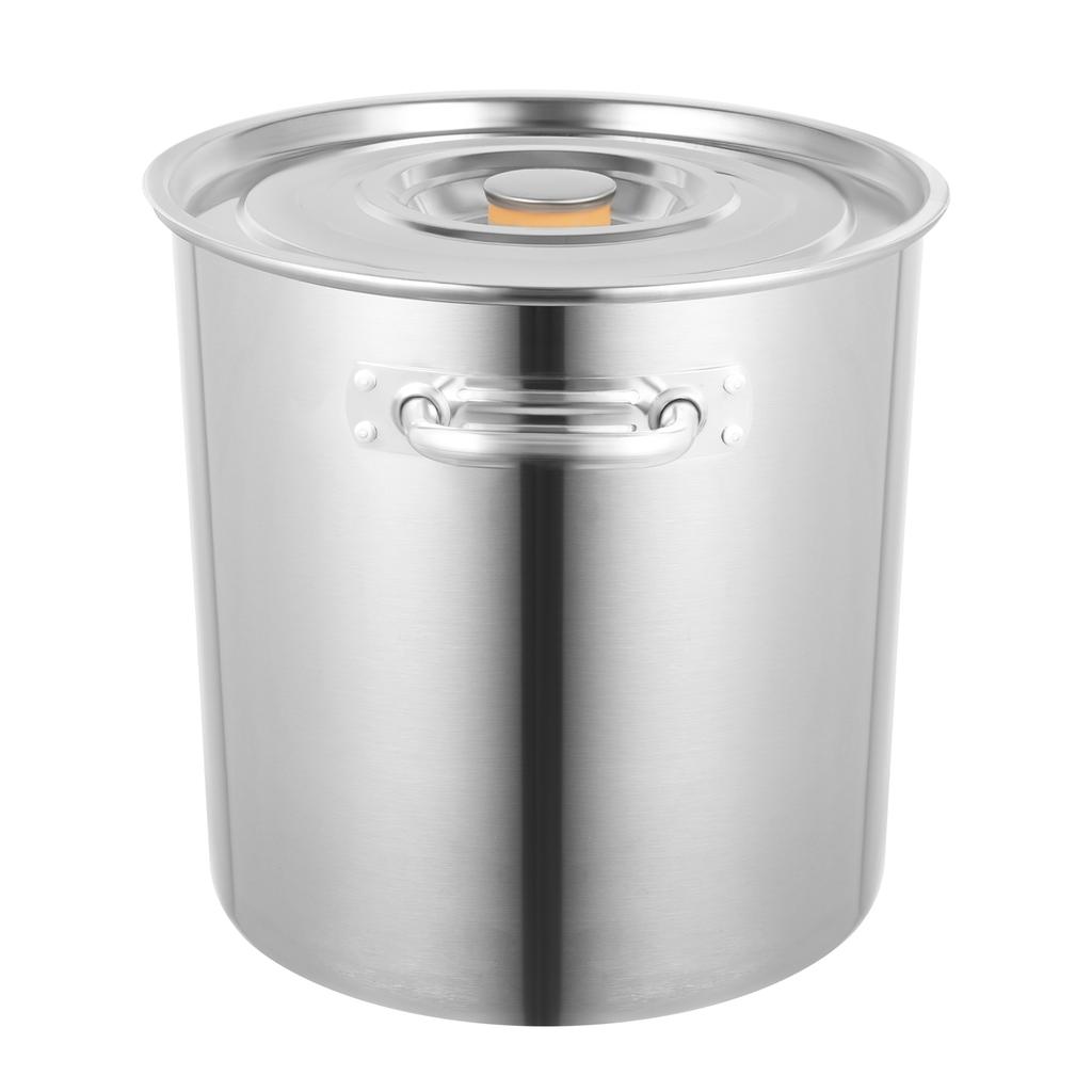 35L Large Stainless Steel Deep Stock Pot with Lid Catering Saucepan Cooking Pan